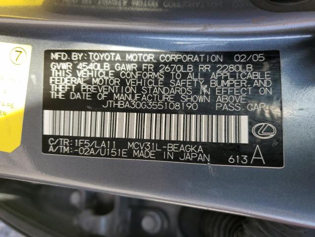 Photo 11 VIN: JTHBA30G355108190 - LEXUS ES 330 