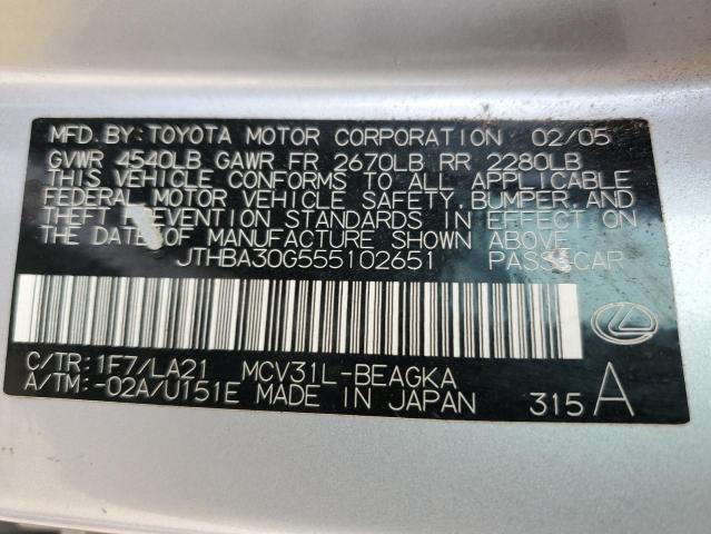 Photo 11 VIN: JTHBA30G555102651 - LEXUS ES 330 