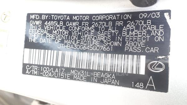 Photo 1 VIN: JTHBA30G645007661 - LEXUS ES 330 