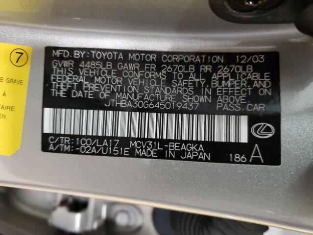 Photo 11 VIN: JTHBA30G645019437 - LEXUS ES330 