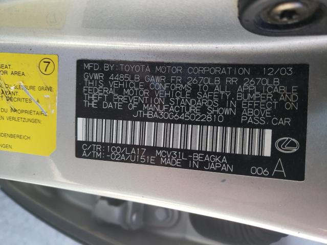 Photo 9 VIN: JTHBA30G645022810 - LEXUS ES 330 