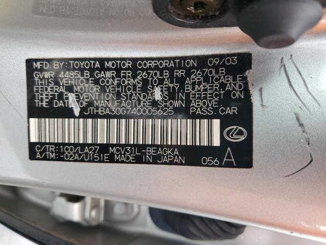 Photo 11 VIN: JTHBA30G740005625 - LEXUS ES330 