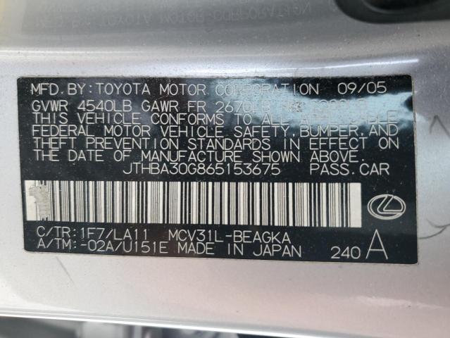 Photo 11 VIN: JTHBA30G865153675 - LEXUS ES 330 