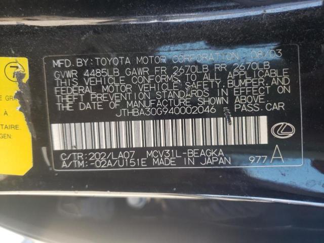 Photo 9 VIN: JTHBA30G940002046 - LEXUS ES 330 