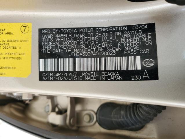 Photo 11 VIN: JTHBA30G940020823 - LEXUS ES 330 