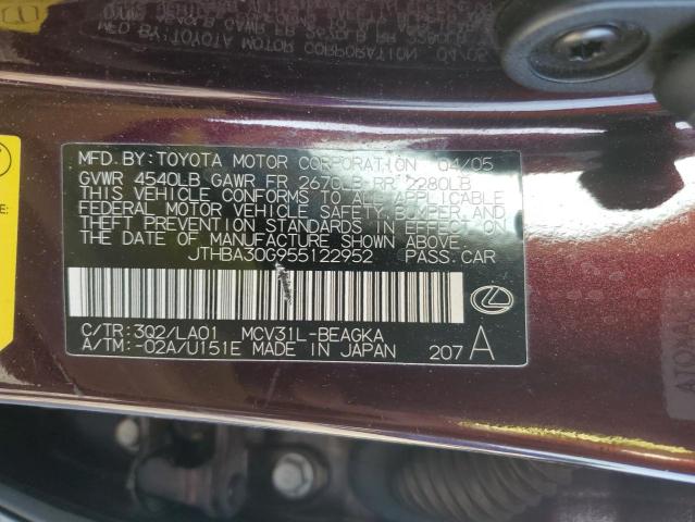 Photo 9 VIN: JTHBA30G955122952 - LEXUS ES330 