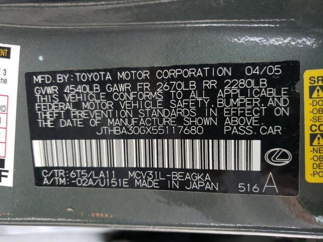 Photo 11 VIN: JTHBA30GX55117680 - LEXUS ES330 