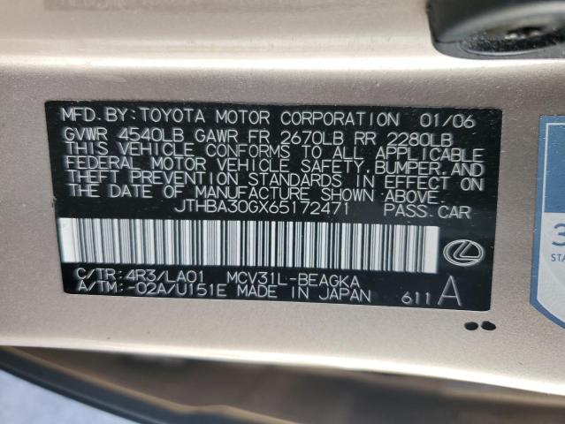 Photo 11 VIN: JTHBA30GX65172471 - LEXUS ES330 