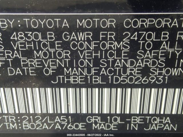 Photo 8 VIN: JTHBE1BL1D5026931 - LEXUS GS 350 