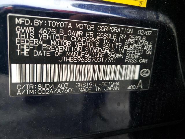 Photo 12 VIN: JTHBE96S570017781 - LEXUS GS 350 