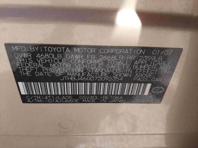 Photo 9 VIN: JTHBJ46G072092354 - LEXUS ES 350 