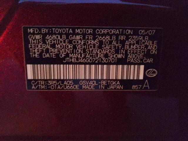 Photo 11 VIN: JTHBJ46G072130701 - LEXUS ES350 