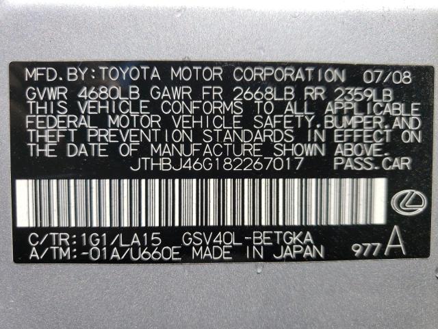 Photo 11 VIN: JTHBJ46G182267017 - LEXUS ES350 