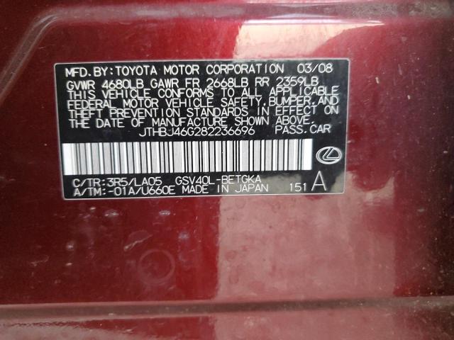 Photo 12 VIN: JTHBJ46G282236696 - LEXUS ES 350 