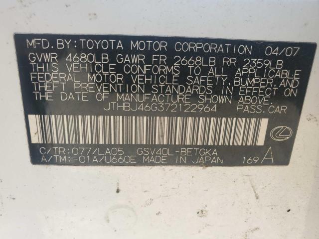 Photo 9 VIN: JTHBJ46G372122964 - LEXUS ES 350 