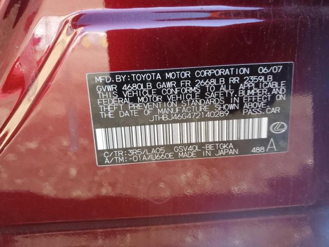 Photo 11 VIN: JTHBJ46G472140289 - LEXUS ES350 