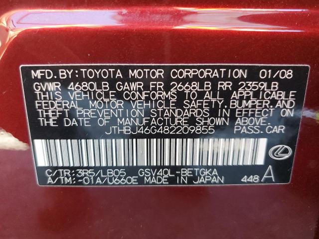 Photo 11 VIN: JTHBJ46G482209855 - LEXUS ES 350 