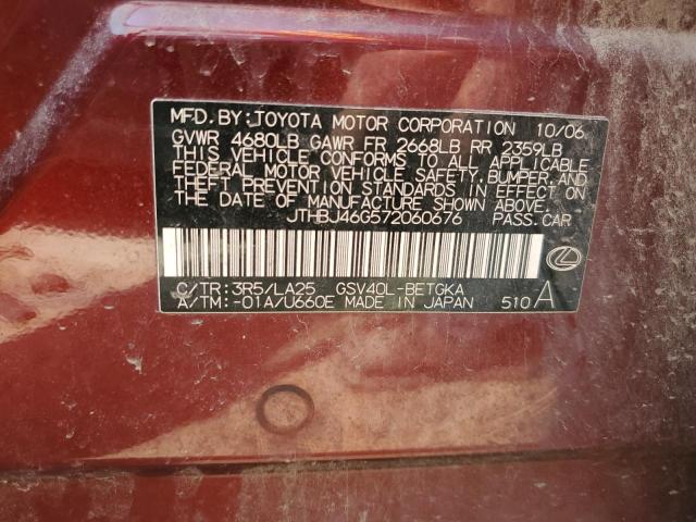 Photo 11 VIN: JTHBJ46G572060676 - LEXUS ES350 