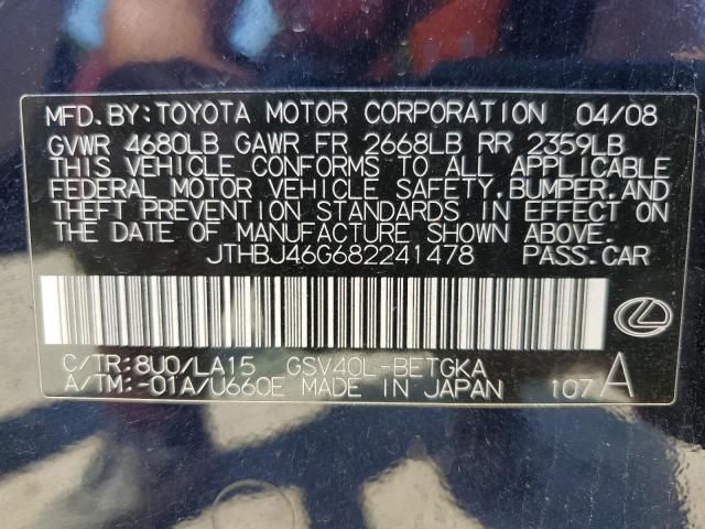 Photo 11 VIN: JTHBJ46G682241478 - LEXUS ES350 