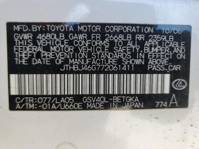 Photo 11 VIN: JTHBJ46G772061411 - LEXUS ES350 