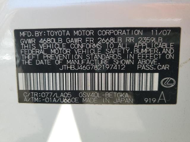 Photo 12 VIN: JTHBJ46G782197412 - LEXUS ES 350 