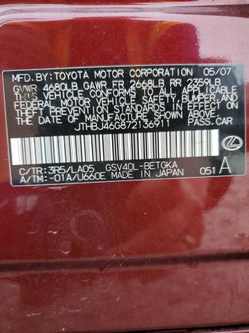 Photo 11 VIN: JTHBJ46G872136911 - LEXUS ES350 