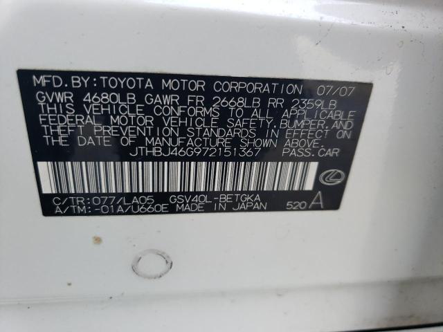 Photo 11 VIN: JTHBJ46G972151367 - LEXUS ES350 