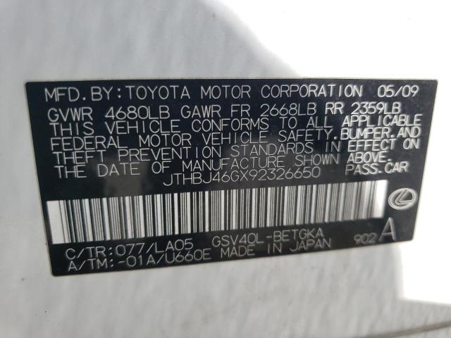 Photo 9 VIN: JTHBJ46GX92326650 - LEXUS ES 350 