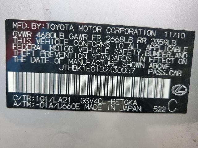 Photo 11 VIN: JTHBK1EG1B2430057 - LEXUS ES350 