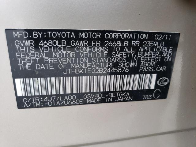 Photo 9 VIN: JTHBK1EG2B2445876 - LEXUS ES 350 