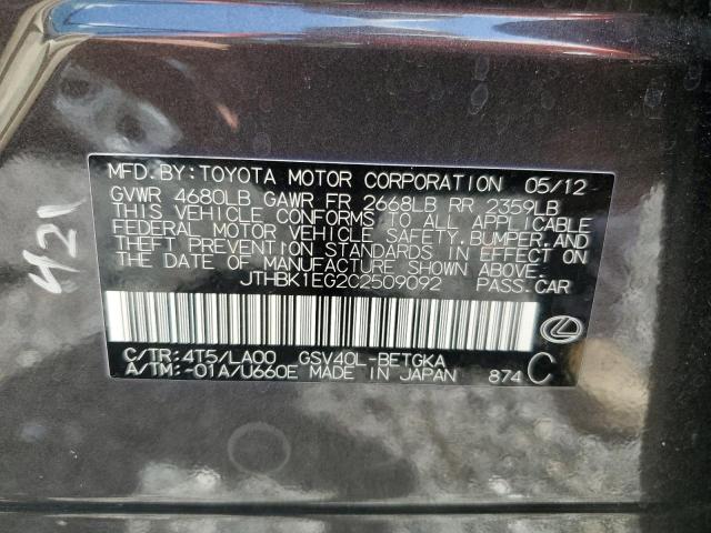 Photo 11 VIN: JTHBK1EG2C2509092 - LEXUS ES350 