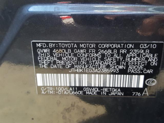 Photo 9 VIN: JTHBK1EG3A2385993 - LEXUS ES 350 