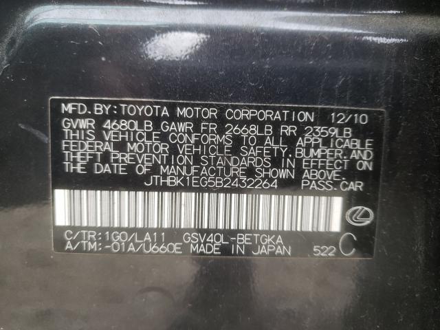 Photo 9 VIN: JTHBK1EG5B2432264 - LEXUS ES 350 