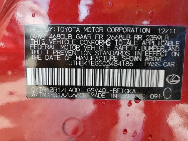 Photo 11 VIN: JTHBK1EG5C2484186 - LEXUS ES 350 