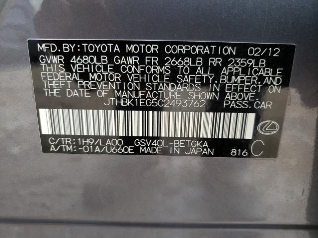 Photo 9 VIN: JTHBK1EG5C2493762 - LEXUS ES 350 