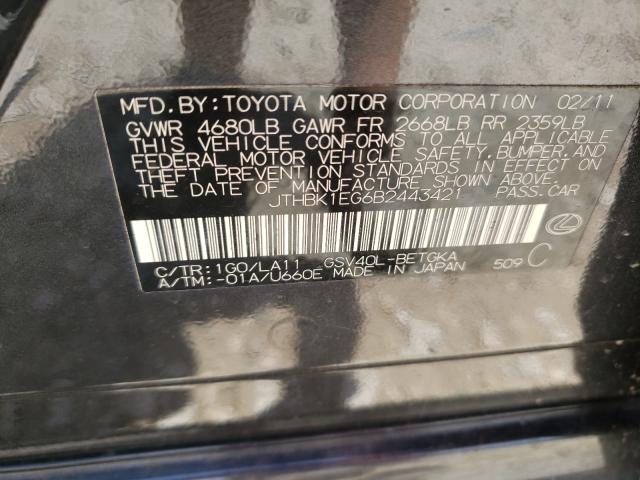 Photo 9 VIN: JTHBK1EG6B2443421 - LEXUS ES 350 