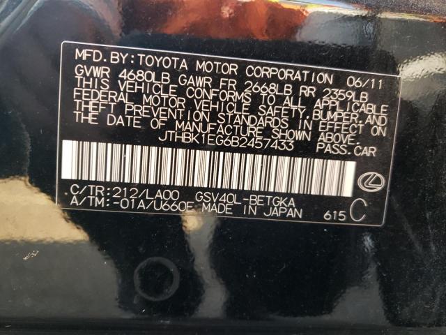 Photo 11 VIN: JTHBK1EG6B2457433 - LEXUS ES350 