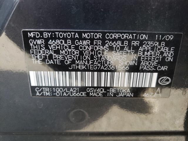 Photo 9 VIN: JTHBK1EG7A2361566 - LEXUS ES350 