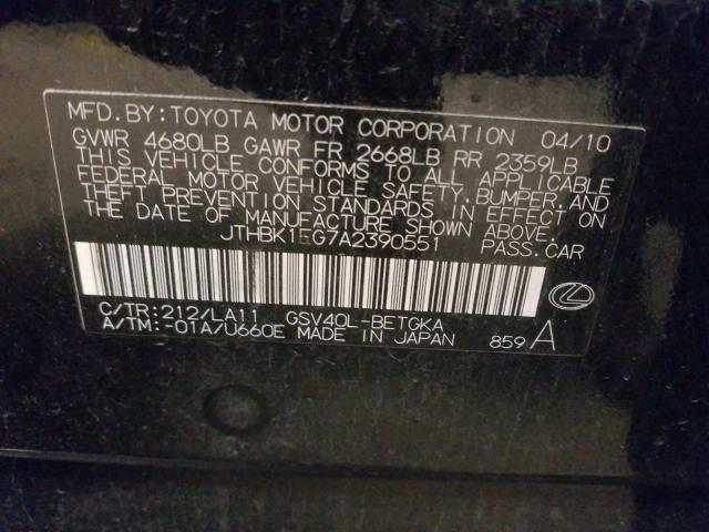 Photo 9 VIN: JTHBK1EG7A2390551 - LEXUS ES 350 