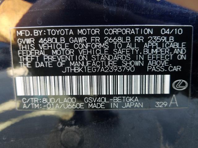 Photo 9 VIN: JTHBK1EG7A2393790 - LEXUS ES 350 