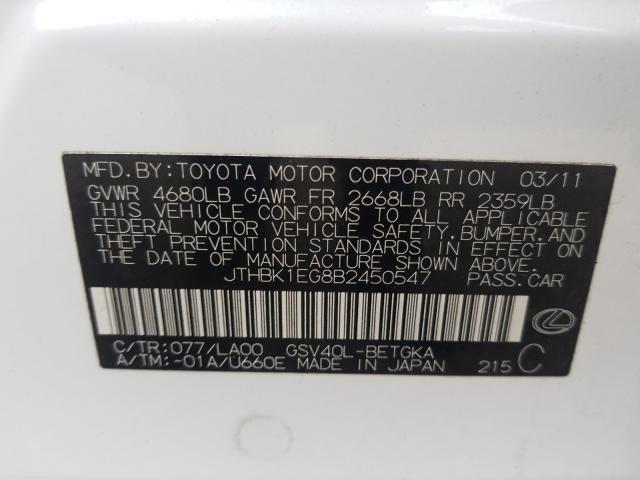 Photo 9 VIN: JTHBK1EG8B2450547 - LEXUS ES 350 