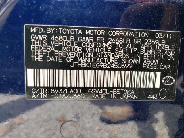 Photo 11 VIN: JTHBK1EG9B2450699 - LEXUS ES 350 