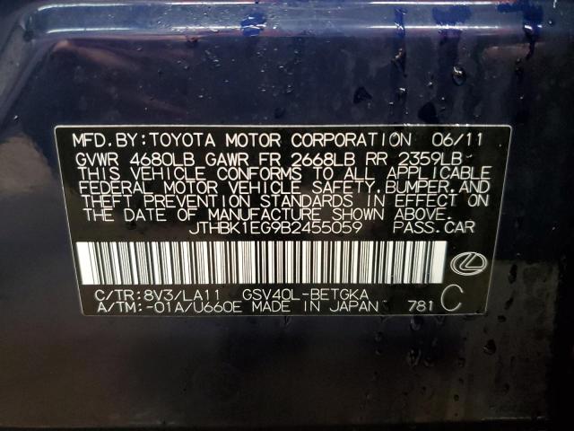 Photo 11 VIN: JTHBK1EG9B2455059 - LEXUS ES350 