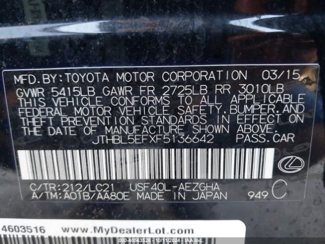 Photo 8 VIN: JTHBL5EFXF5136642 - LEXUS LS 