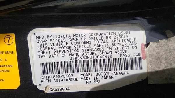 Photo 2 VIN: JTHBN30F010044418 - LEXUS LS 430 