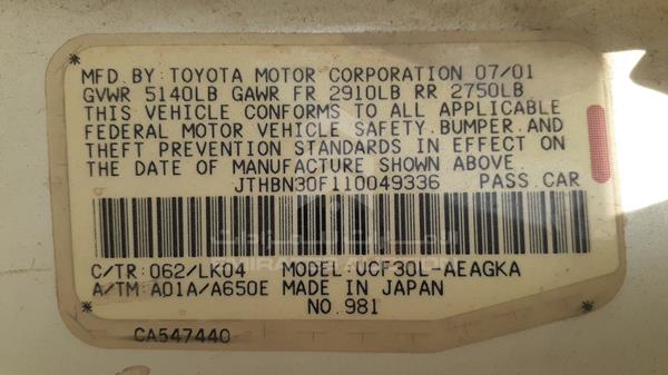 Photo 1 VIN: JTHBN30F110049336 - LEXUS LS 430 