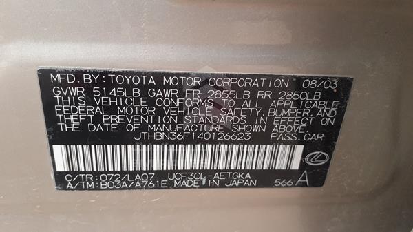 Photo 3 VIN: JTHBN36F140126623 - LEXUS LS 430 