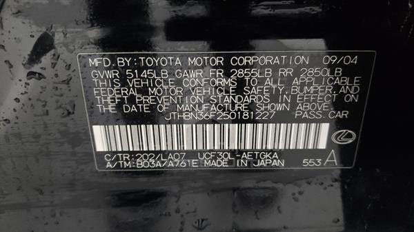 Photo 2 VIN: JTHBN36F250181227 - LEXUS LS 430 