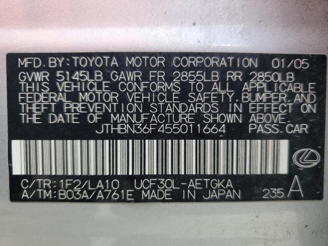 Photo 11 VIN: JTHBN36F455011664 - LEXUS LS430 