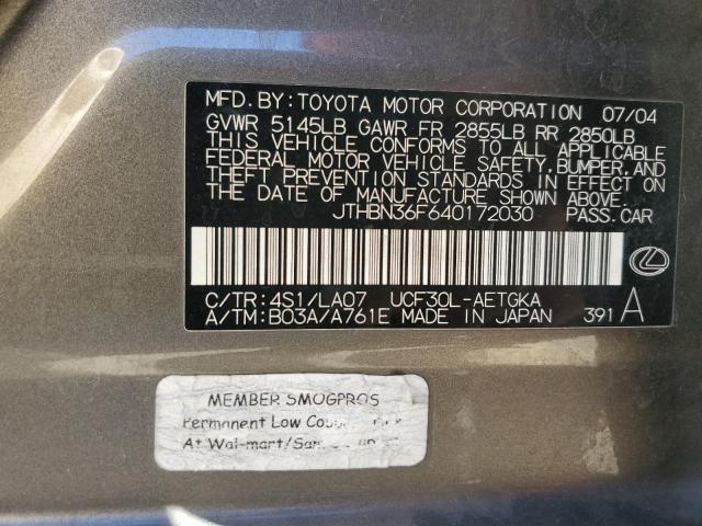 Photo 11 VIN: JTHBN36F640172030 - LEXUS LS430 